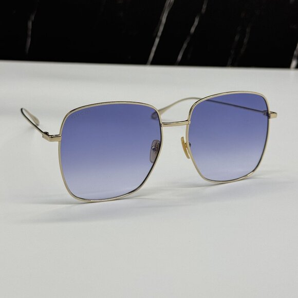 NEW GUCCI SUNGLASSES GG1031S 004 WITH EARRINGS GOLD BLUE WOMEN EYEWEAR GUCCI main image 5